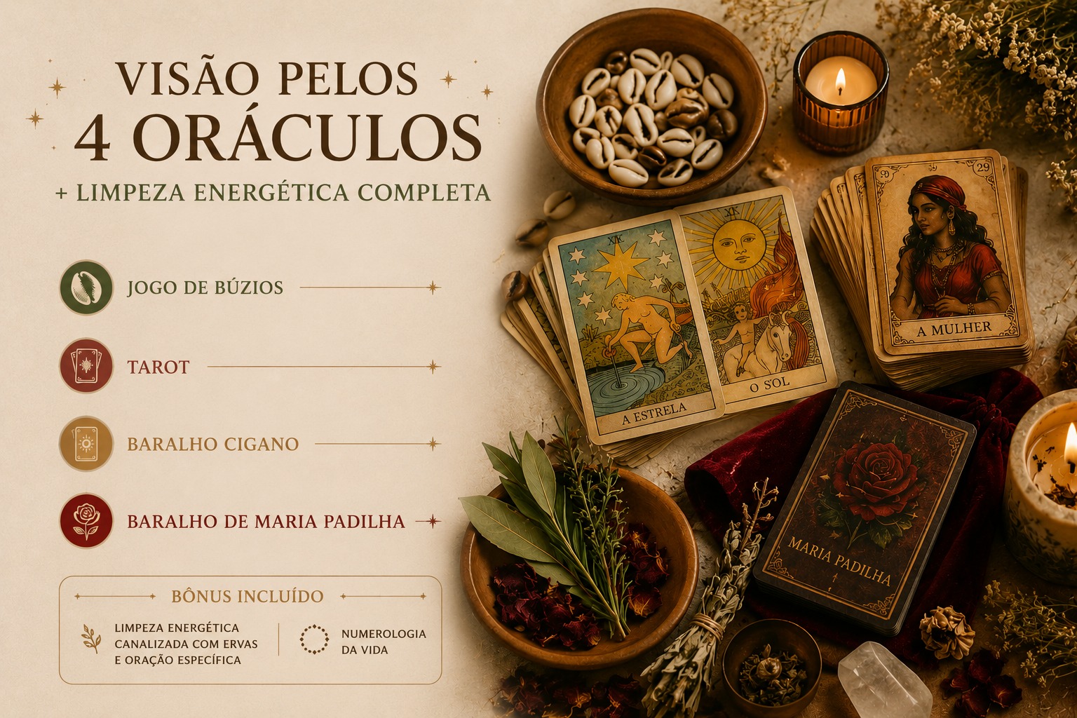 Visão pelos 4 Oráculos + Limpeza Energética